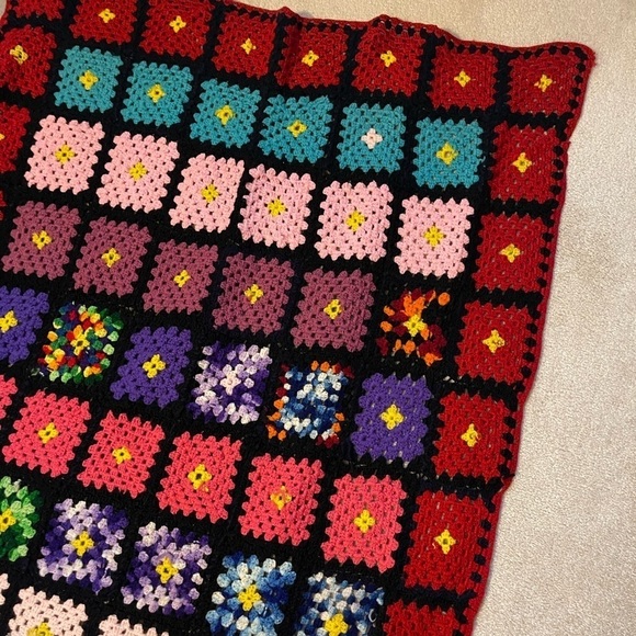 Handmade Granny Square Blanket Throw Afghan Quirky - Picture 6 of 8
